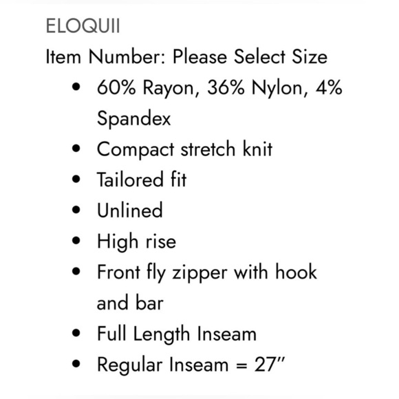 ELLOQUII 9-5 STRETCH WORK SLIM LEG PANTS BLACK PLUS SIZE 26 NEW - Picture 4 of 6